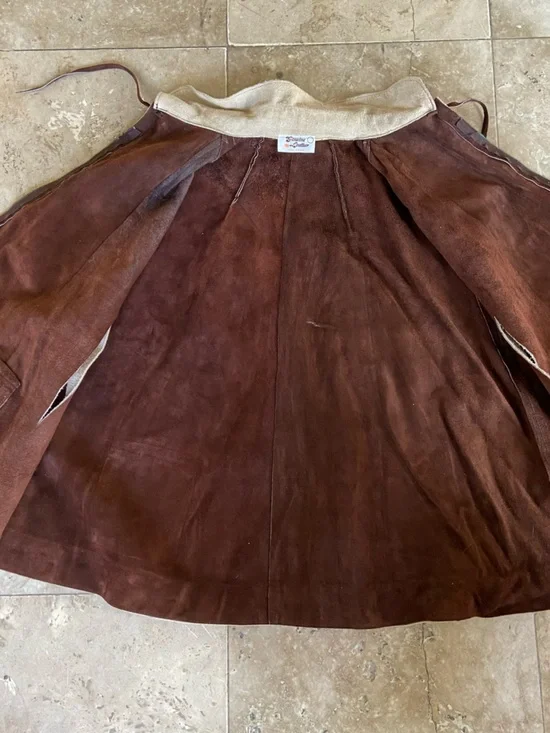 Vintage Leather Cape Poncho Hippie Jacket Size OS Tan Brown Zipper Front Western - Picture 9 of 13